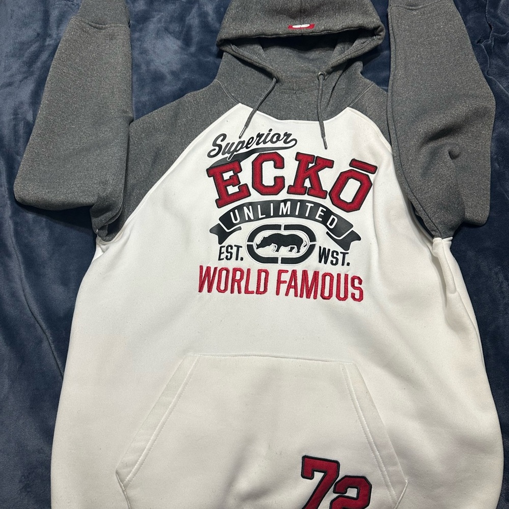 Ecko Unlimited Gray and White Men's Sweater